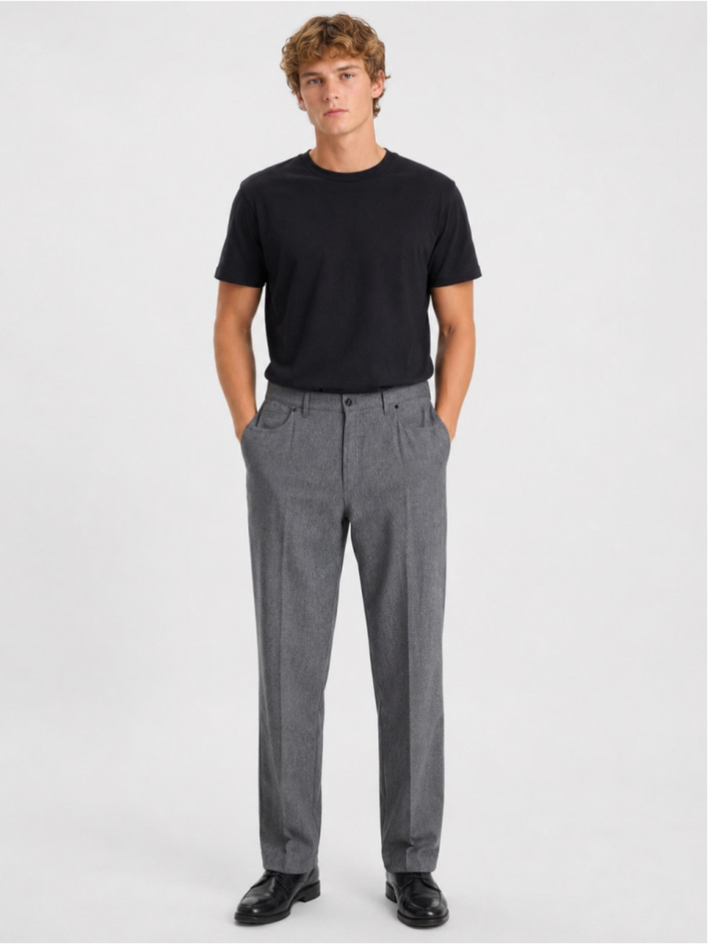 Hiltl Gray Wool Flannel Five Pocket Pants Mens Jean Cut Luxury Trousers Size 40
